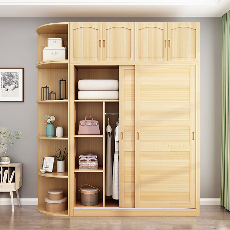 松木衣柜家用卧室实木柜子现代简约经济型全实木大衣橱可定制 1.