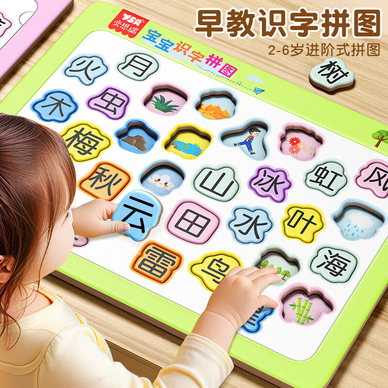 奕思瑞幼儿童识字拼图学前看图识字卡片书认知卡1-3岁早教玩具生日礼物