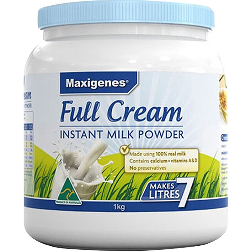 美可卓（Maxigenes）Maxigenes 美可卓 澳洲进口高钙全脂成人奶粉 蓝胖子 1kg 全脂单罐（蓝胖子）