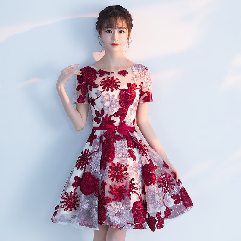 百丽驼美士(balitomms)宴会晚礼服女新款夏季短款敬酒服新娘结婚小
