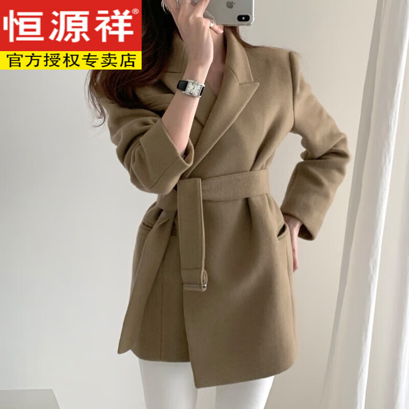 恒源祥轻奢高档品牌女装春秋西装式毛呢外套女2022年新款韩国轻熟风