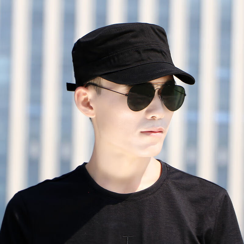 平檐帽平顶帽男士休闲百搭四季款短舌鸭舌帽中青年军帽帅气单帽薄款