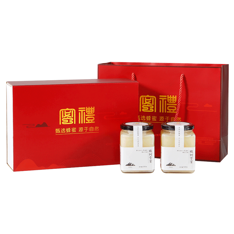 鲍记椴树雪蜜礼盒500g*2瓶长白山蜂蜜年货礼盒送长辈女神节礼物团购