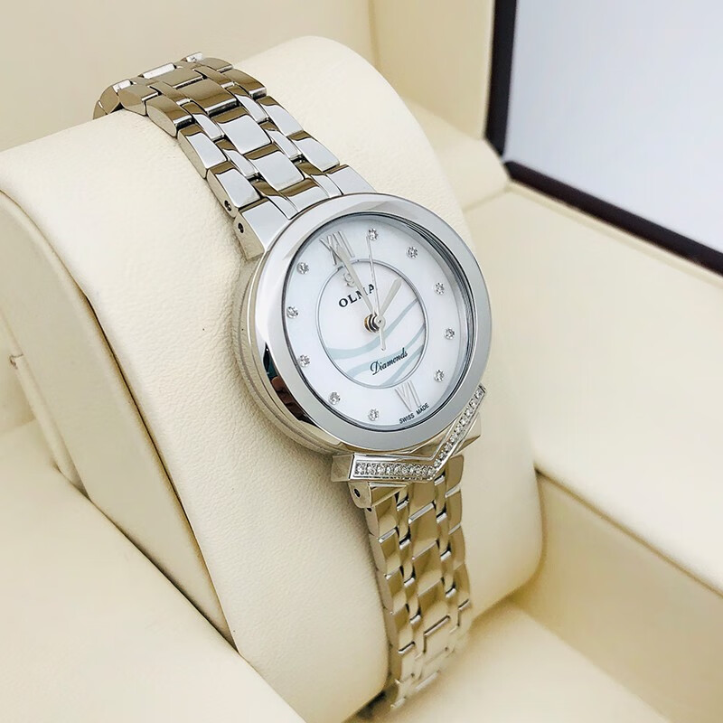 未使用olma奥尔马星钻系列女表 石英腕表贝母盘镶钻 29mm