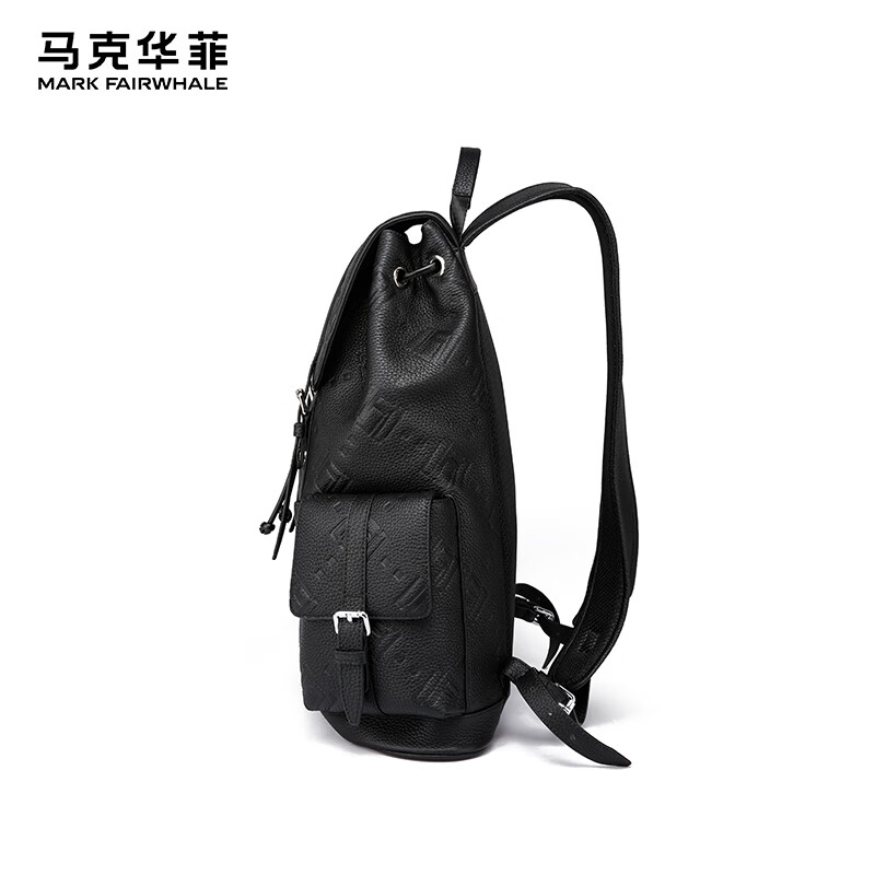 马克华菲高档男士礼物头层牛皮轻奢商务双肩包旅行出差真皮背包高级感男包 耀黑色【联系客服送礼品袋】