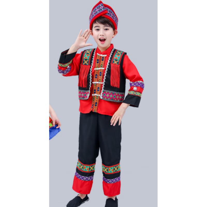 云蔷广西苗族少数民族表演服儿1童 少数民族服装苗族壮族表演服 男款
