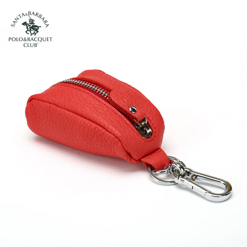 圣大保羅（POLO&RACQUETCLUB）（POLO&RACQUETCLUB）車鑰匙包男真皮拉鏈車用鑰匙包卡包迷你真皮 紅色