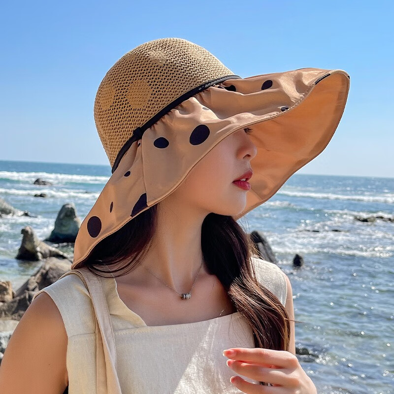 离歌 帽子女夏天渔夫帽韩潮防晒帽太阳帽女士遮脸遮阳帽户外夏季大檐