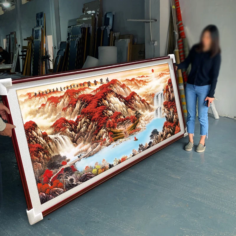 �۱���칫�ҿ�ɽͼװ��ɽˮ�羰���˵�ͷ�һ�����ɳ������ǽ�ڻ� 01��-���˵�ͷ �л�����210*90����+ʵľ��