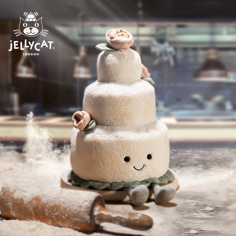 JELLYCAT英国Jellycat趣味结婚蛋糕可爱毛绒玩具玩偶娃娃公仔 白色 高28 X 结婚趣味蛋糕
