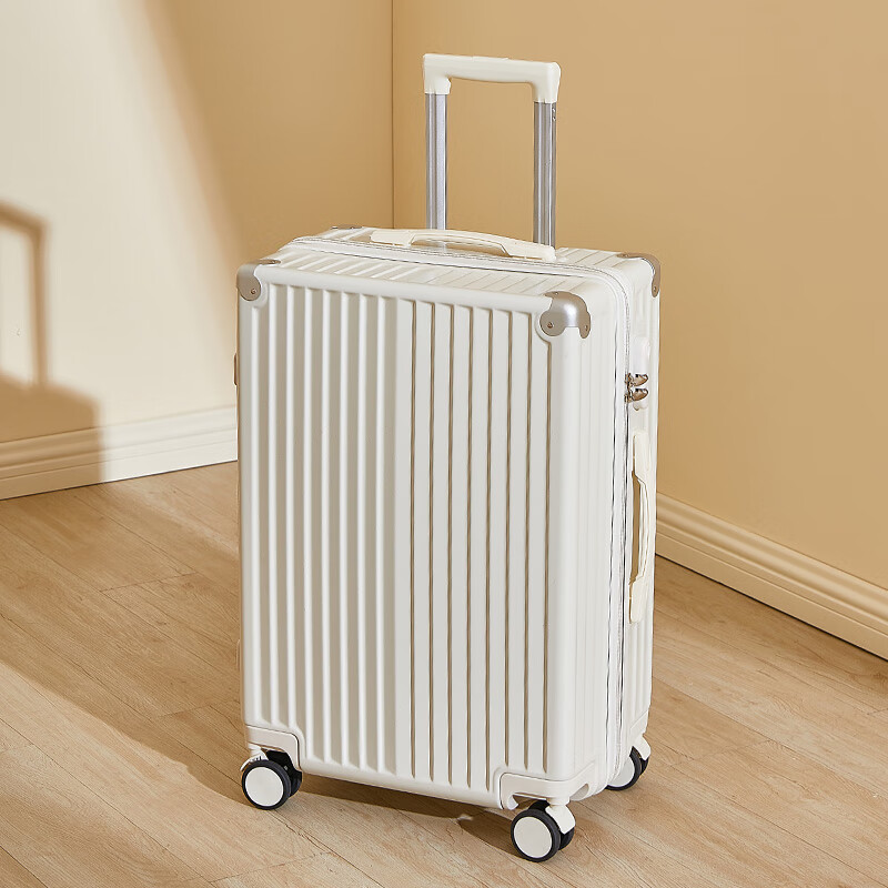 左汀（ZUOTING）新款轻便行李箱女登机箱男拉杆箱万向轮结实耐用加厚旅行箱子 白色 20寸