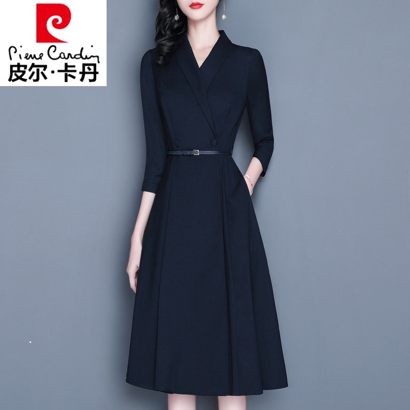 皮尔卡丹品牌轻奢高档女装 西装连衣裙2022春秋新款淑女装气质修身a字