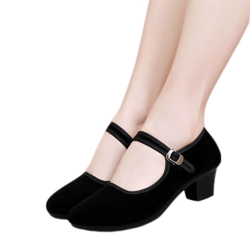 啄木鳥(niǎo)老北京布鞋女?huà)寢屘栊瑥V場(chǎng)舞蹈鞋一字搭扣中跟軟底大碼工作鞋 [8005中跟]黑色-品牌旗艦女鞋斷碼處理特·價(jià) 36-品牌旗艦女鞋斷碼處理特·價(jià)