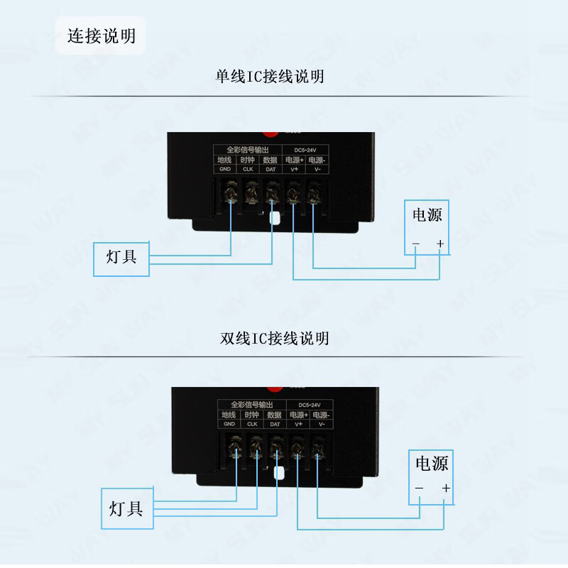 定制全彩点光源跑马灯led控制器 ws2811幻彩灯条 护栏管t500控制