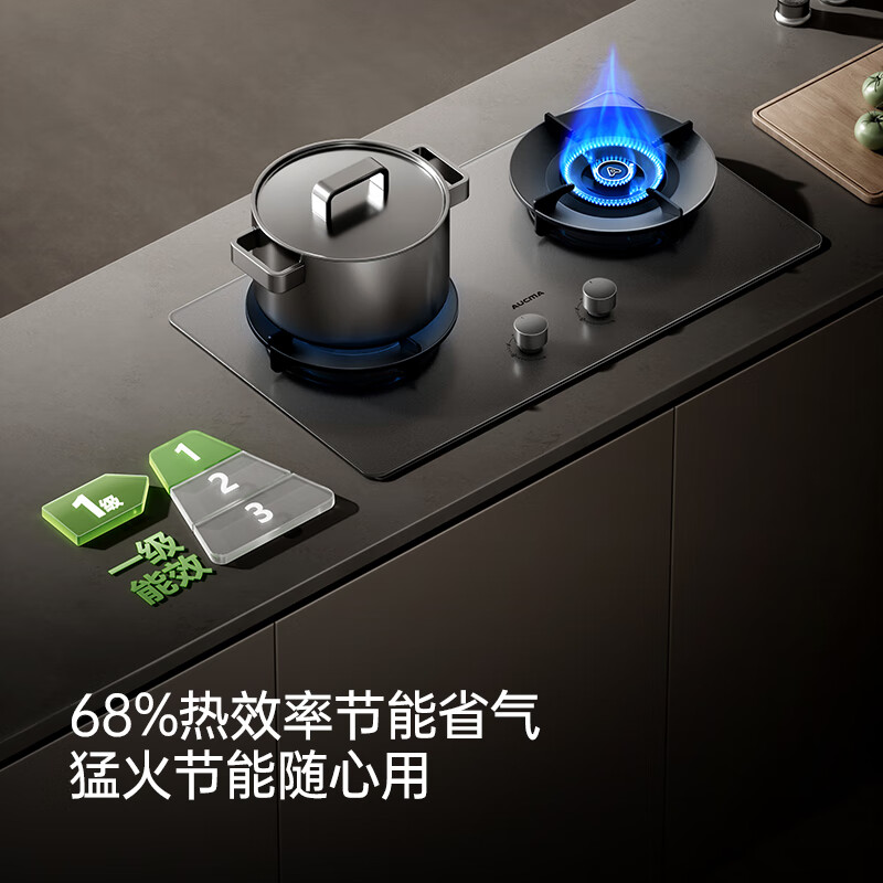 澳柯玛(AUCMA) 燃气灶双灶家用煤气灶天然气液化气5.2kW猛火灶具 台式嵌入式两用 一级能效 灶具 天/铜火盖5.2磨砂猛火26BD