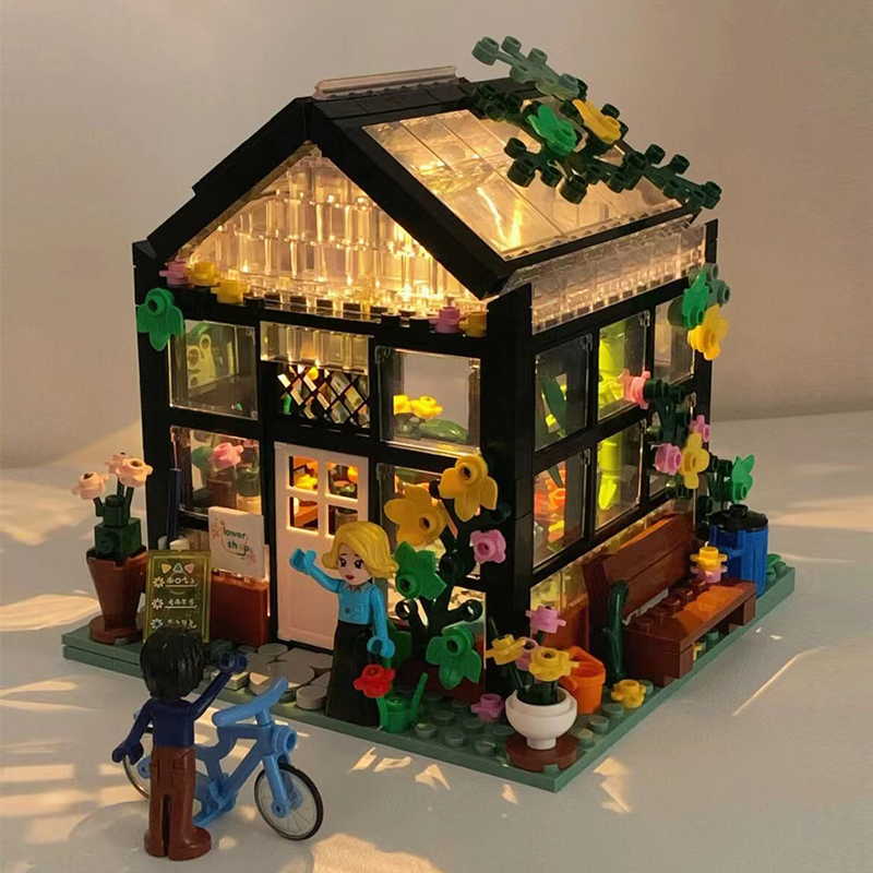 乐高（Lego）同款 积木拼装女孩版城市系列街景房子女生小众拼装玩具节日礼物 花店【579片】 579片】