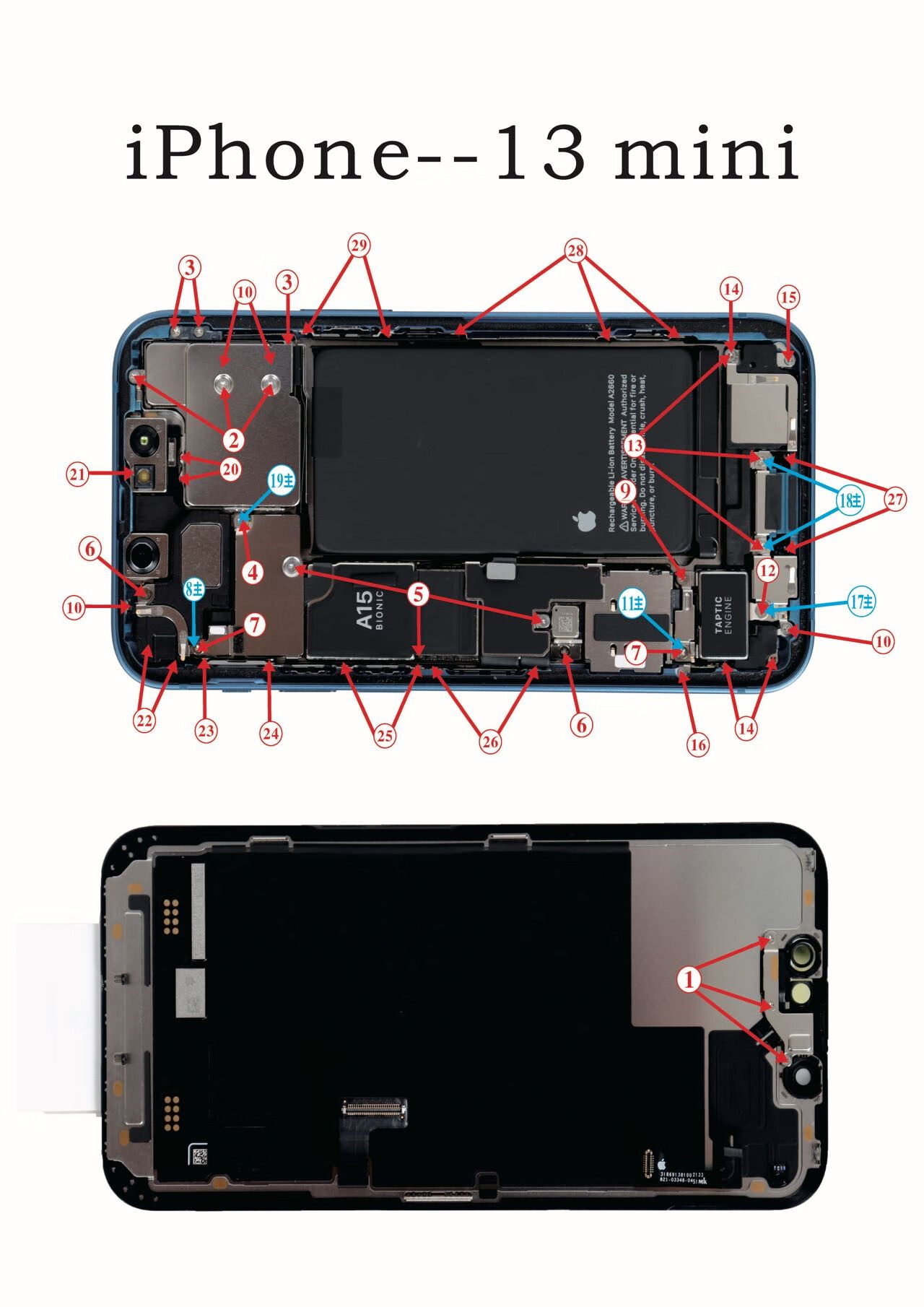适用苹果13代手机全套螺丝iphone13promax内部主板机身螺丝13mini 13