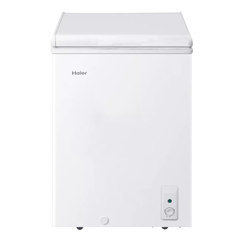 海尔（Haier）出品单温冰柜家用一级能效卧式冷藏柜冷冻柜小型迷你冰箱 100升 带脚轮食品筐丨约冻140斤肉Leader