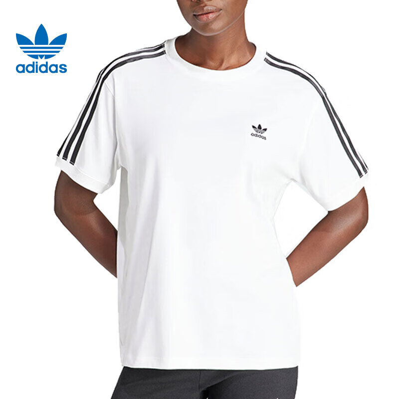 阿迪达斯 （adidas）女子 三叶草系列 3 STRIPE TEE 短袖 IR8051 A/XS