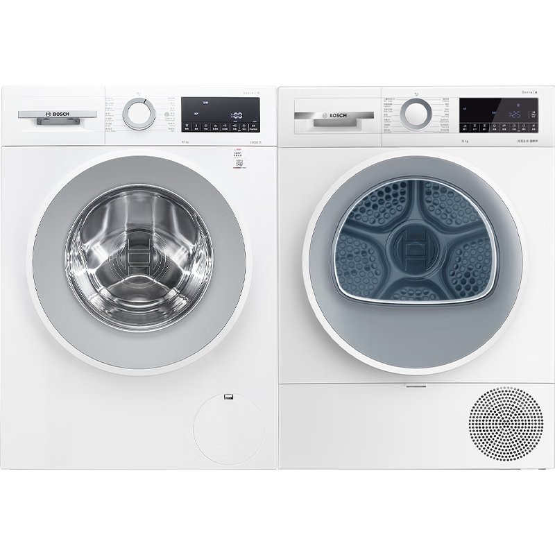 博世（BOSCH）洗烘套装10+10KG云朵白·极速版大容量全自动除洗衣机热泵烘干机XQG100-WGA152000W+WQE252U0AW