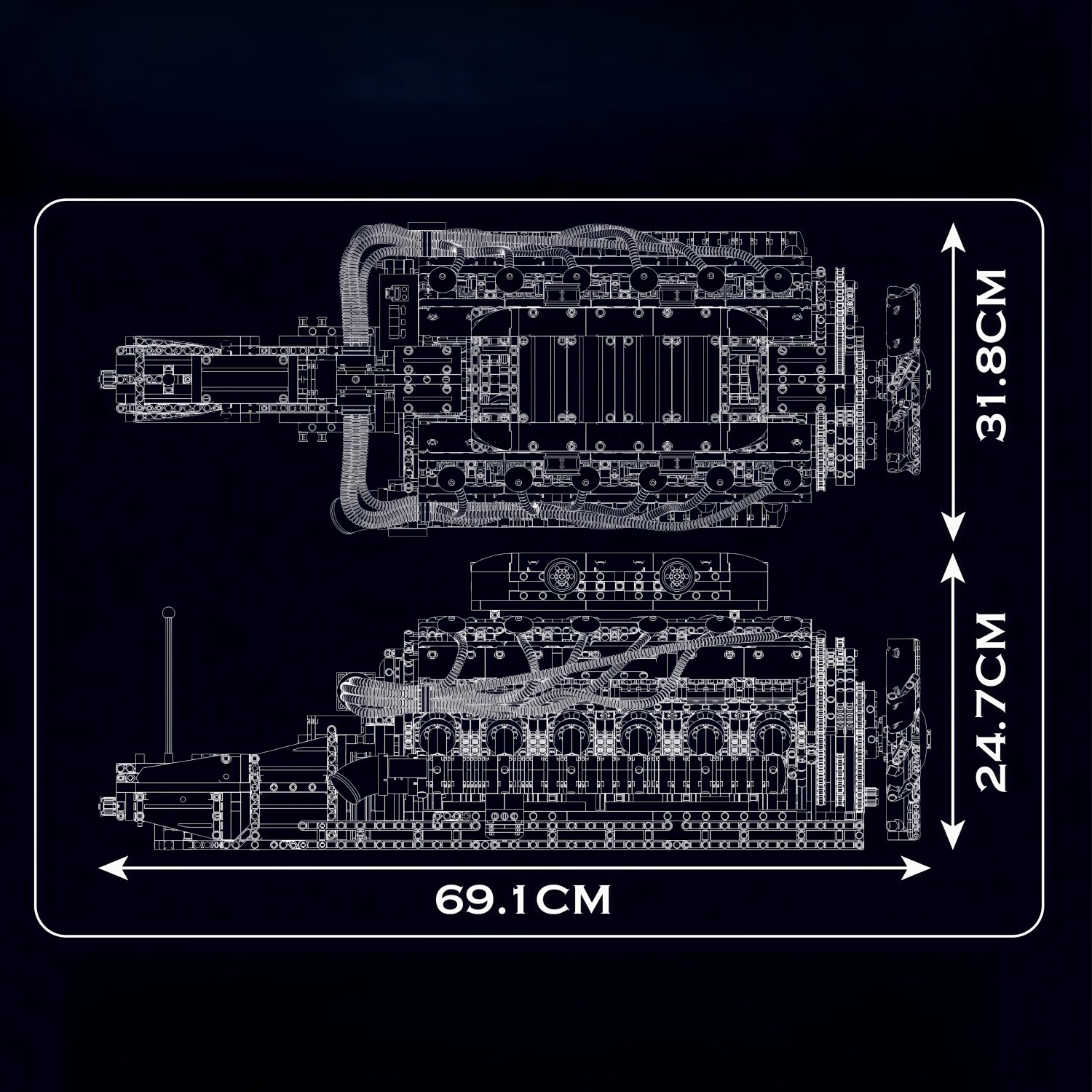 宇星模王V8超跑引擎航空发动机电动机械拼装模型积木男生新年圣诞礼物玩具 V12林尼发动机【3472PCS】