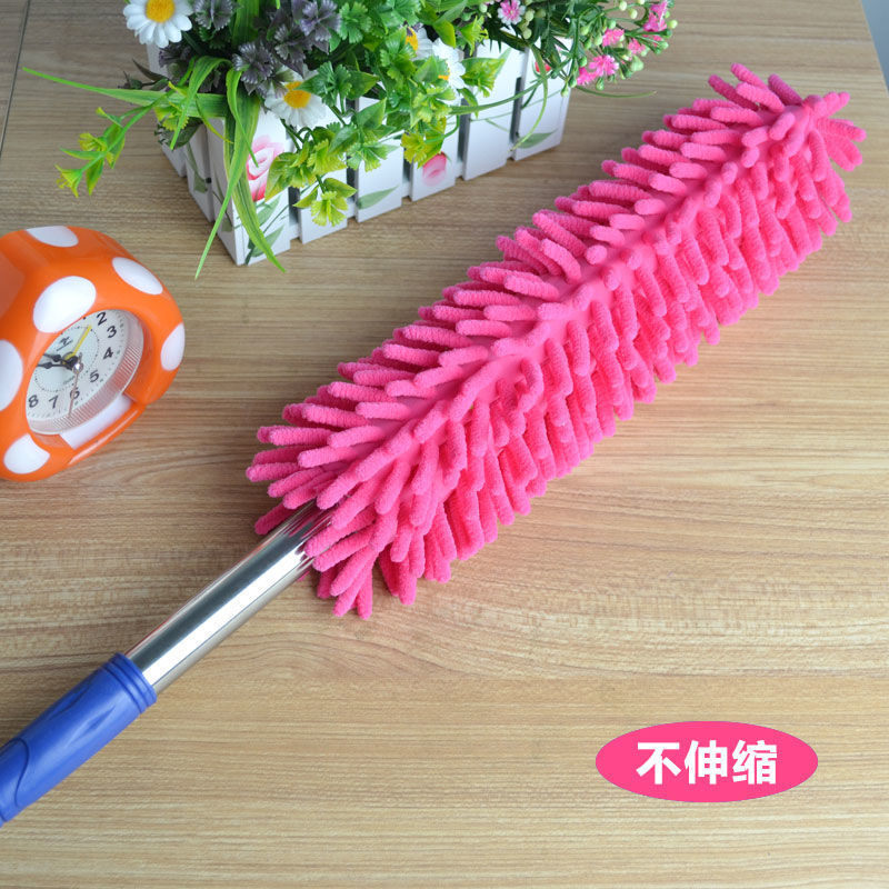 雪尼尔除尘掸子鸡毛掸子家用可伸缩扫灰尘刷清洁静 玫红【不伸缩款】