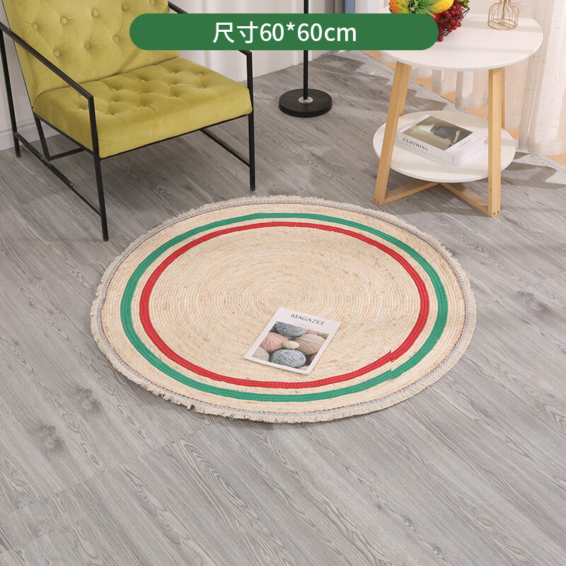nolin 诺凌日式麻绳地毯手工麻绳编织家用客厅圆形地毯复古田园风定制