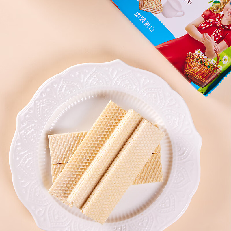 OLEXIA 原装进口威化饼干 多种口味巧克力夹心饼干 办公室零食142g 奶油味威化饼干142g*5袋