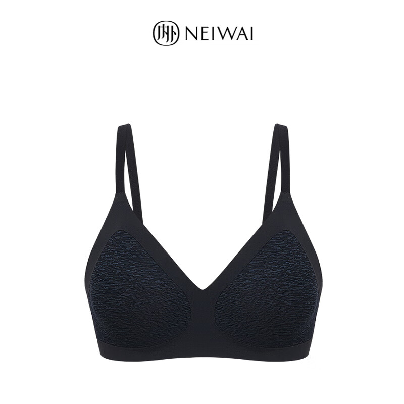 NEIWAI内外优选网纱拼接贴合三角杯文胸内衣女无钢圈无痕胸罩聚拢舒适 黑色 （店长推荐） M