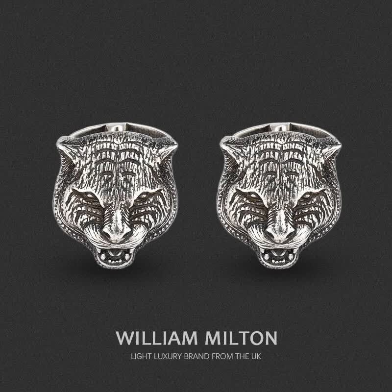WILLIAM MILTON限量虎年复古老虎头袖扣男法式衬衫袖口钉轻奢礼物 复古老虎头