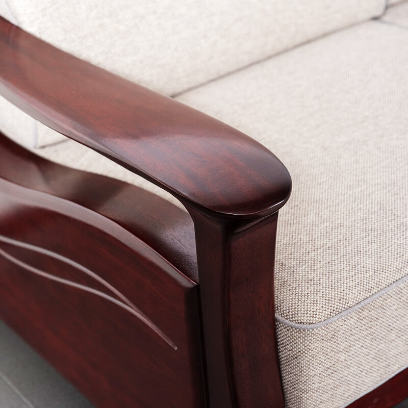 顺心家具中式实木沙发客厅海棠木家用转角沙发 琥珀红3.24米转角沙发