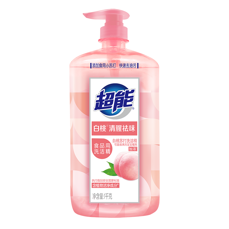 超能1kg白桃苏打洗洁精 快速去油洁净无忧 白桃清新祛味