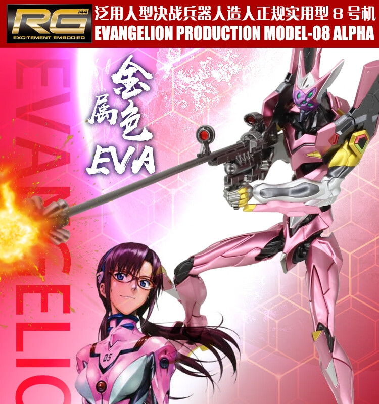 sp潮玩rg eva 八号机 粉色α金属着色新世纪福音战士 拼装模型 金属色