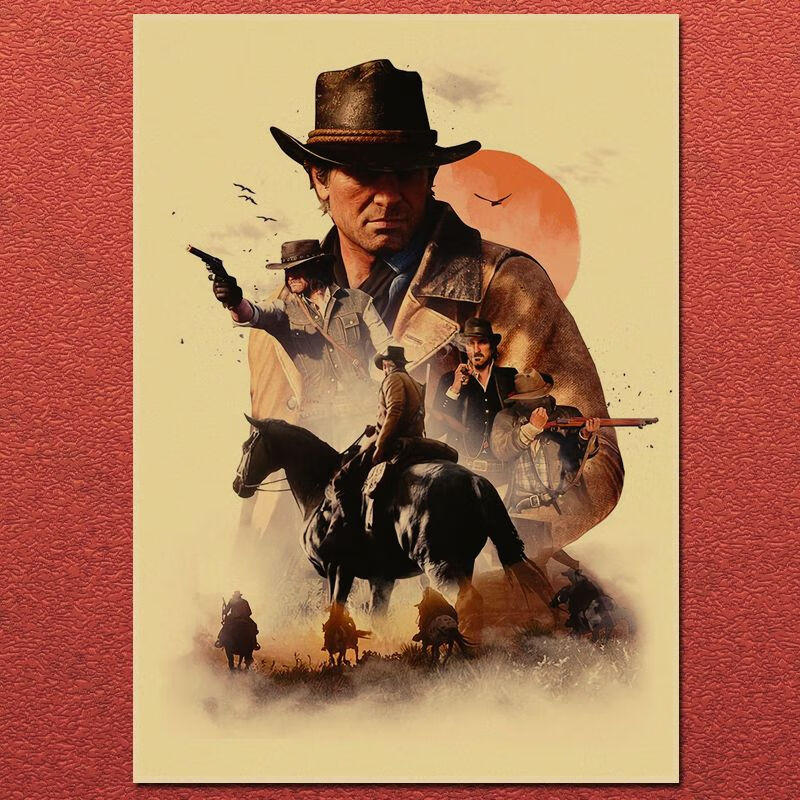 荒野大镖客2周边电影游戏牛皮纸海报宿舍酒吧KTV装饰画相的 03