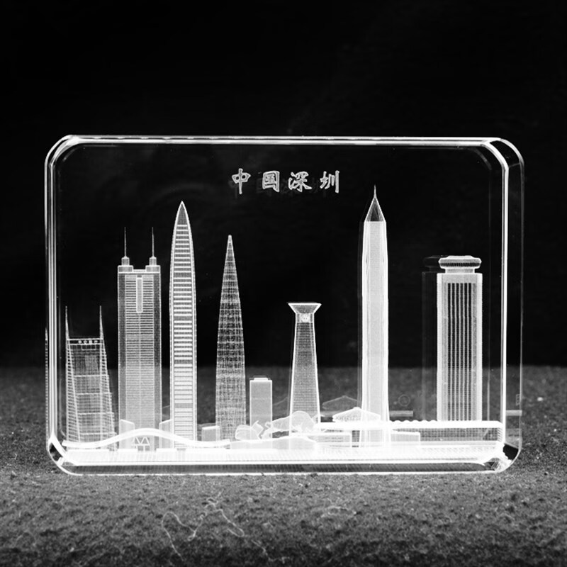 君吻定制水晶内雕深圳地标建筑模型装饰桌面摆件特色旅游纪念工艺摆件