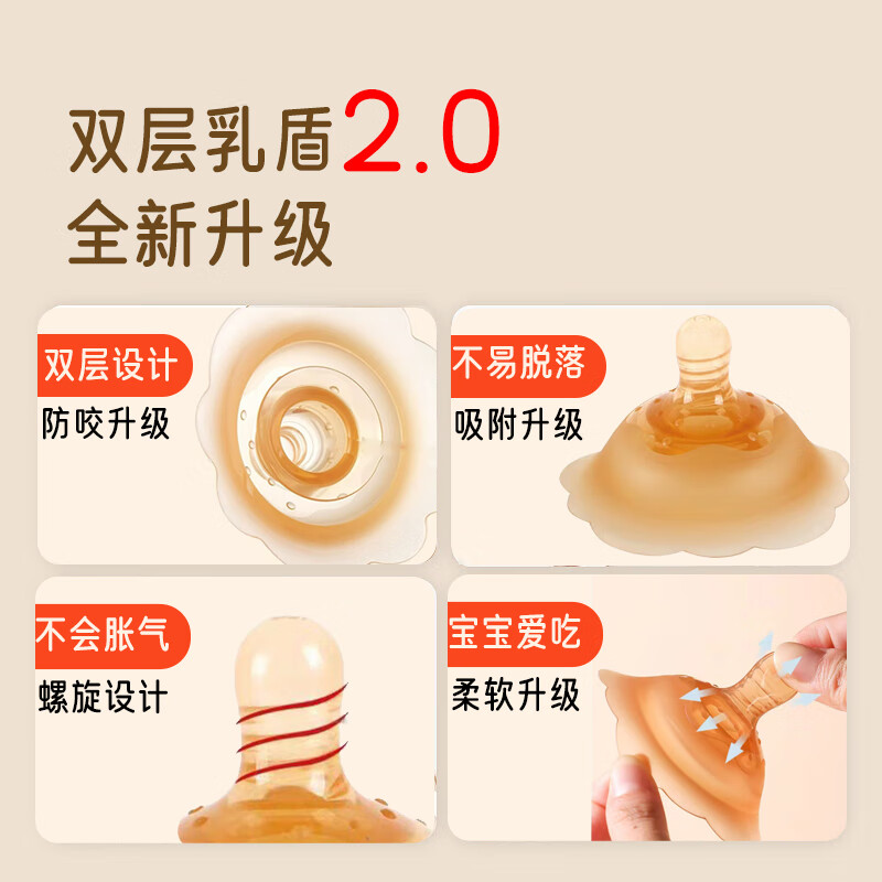 ZFSG乳盾新生儿哺乳期防咬混淆奶盾超薄乳头保护罩双层乳贴喂奶矫正器 双层乳盾2只装【带收纳盒】