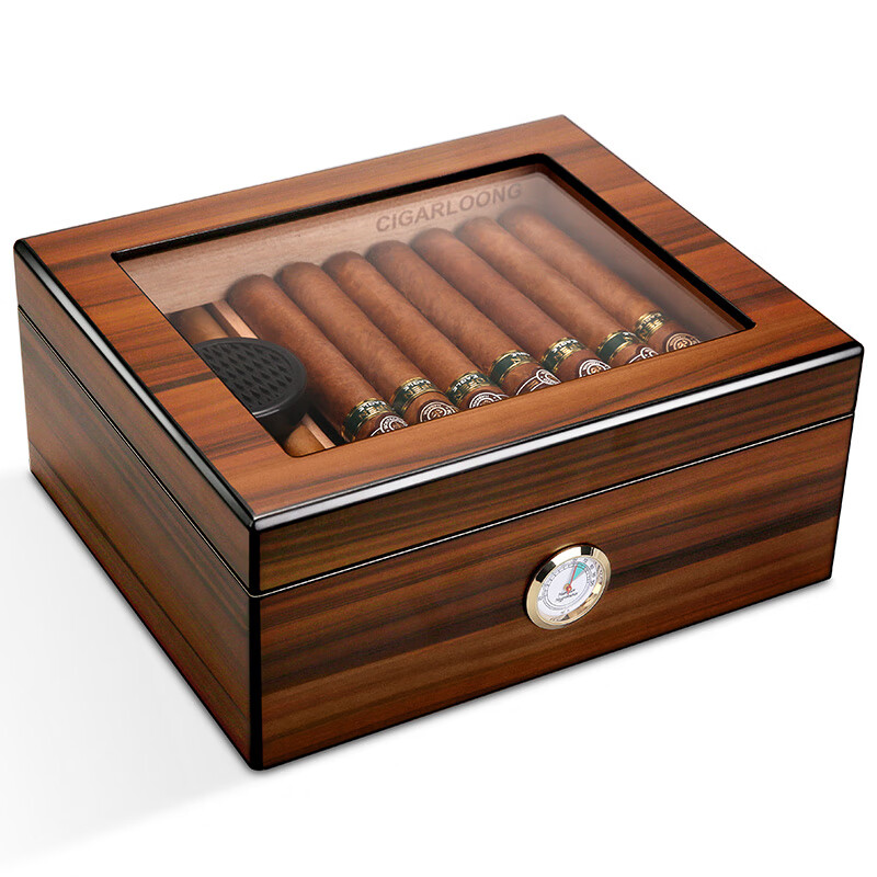 茄龙 （CIGARLOONG） 雪松木雪茄盒古巴雪茄烟盒便捷式雪茄保湿盒CL-1001 浅木纹大款