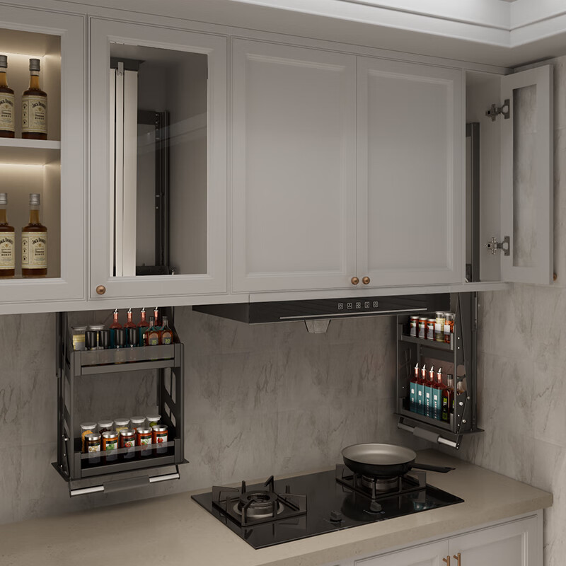 撒帝尼吊柜拉篮下拉厨房调料橱柜厨房吊柜升降拉篮下拉式橱柜垂直上下