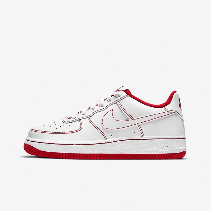 耐克 nike air force 1空军一号女款af1白红缝线低帮休闲板鞋 cw1575