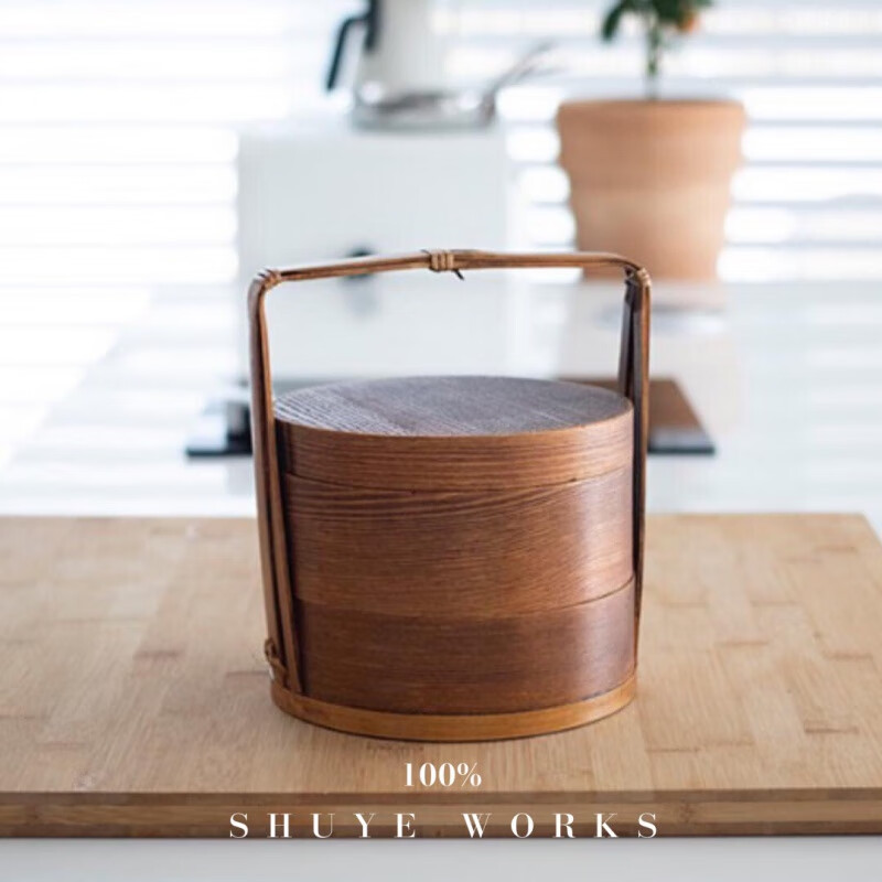 柏蝶莱日式便当盒木制ins中式古风食盒木制茶点盒日式复古便当盒木质