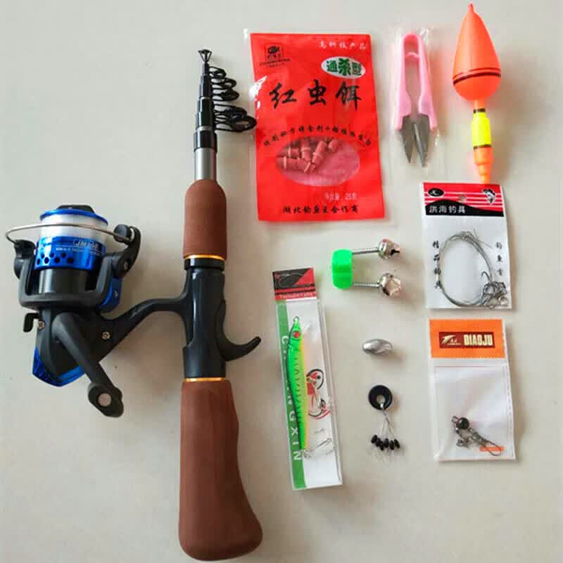 迷你小海杆伸缩柄路亚竿便捷海竿套装超短海竿冰钓竿水滴轮全套 1m 1.