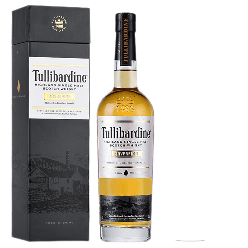 图里巴丁 Tullibardine 苏格兰进口洋酒 高地产区43度单一麦芽威士忌700ml 萨威琳波本桶威士忌单支礼盒装