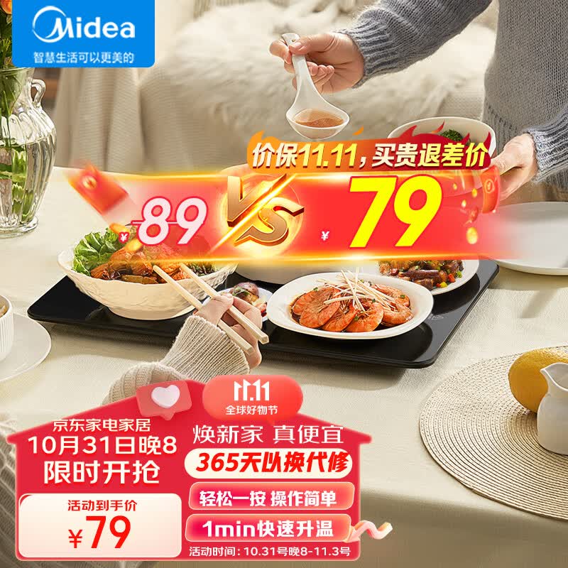 美的（Midea）暖菜板 饭菜保温板热菜板 加热桌垫菜板 快速升温 钢化玻璃面板不挑餐具保温神器MC-BW04F02使用感如何?