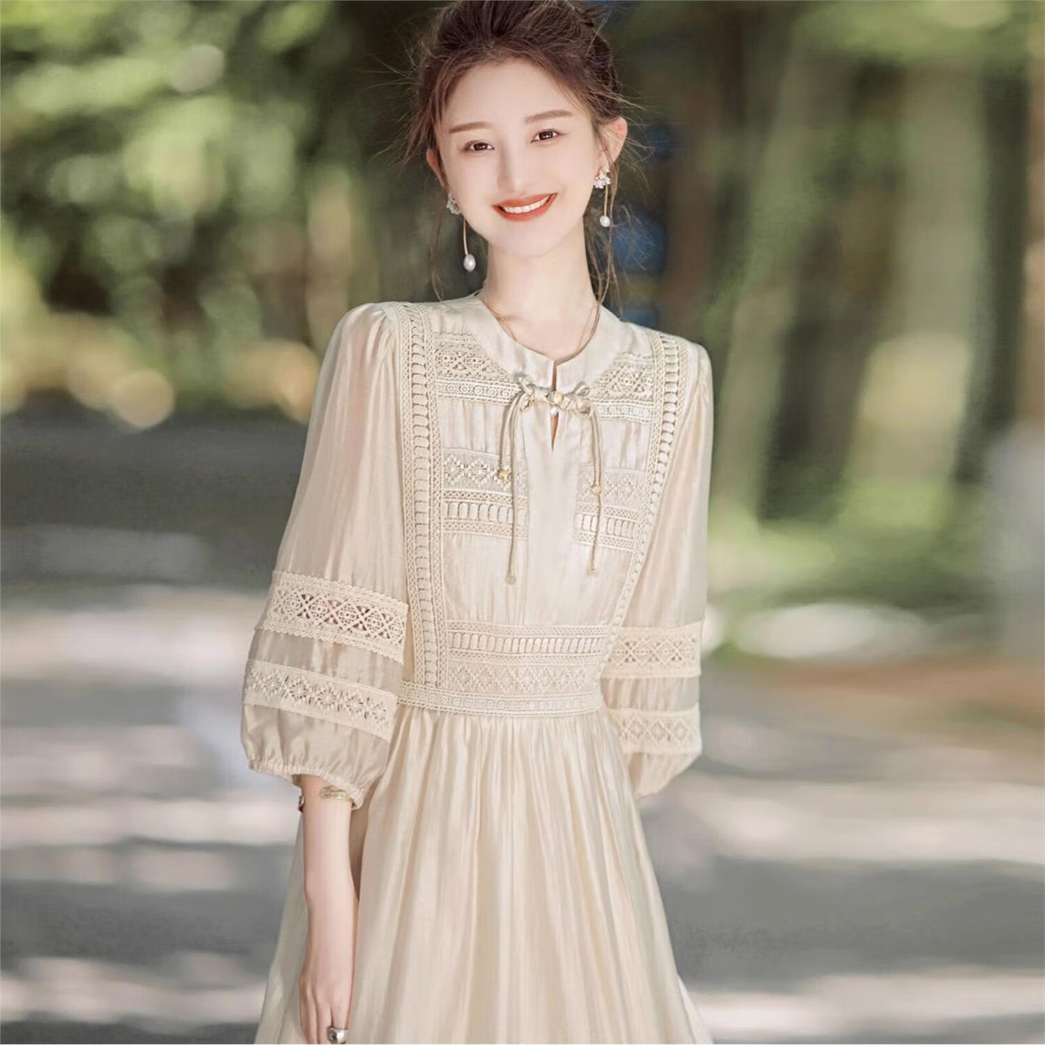 衣若彩深圳南油高端女装连衣裙已开许愿精灵裙国风盘扣新中式高端设计
