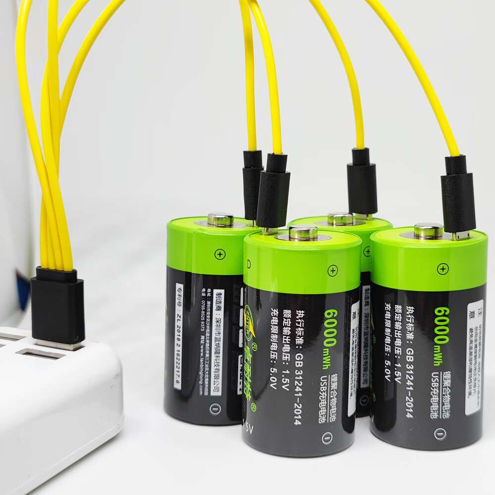 卓耐特卓耐特1号一号6000mwh 大容量1.5V micro USB充电锂电池可充电套装D型天燃气灶热水器 专用 6000mwh4节配线