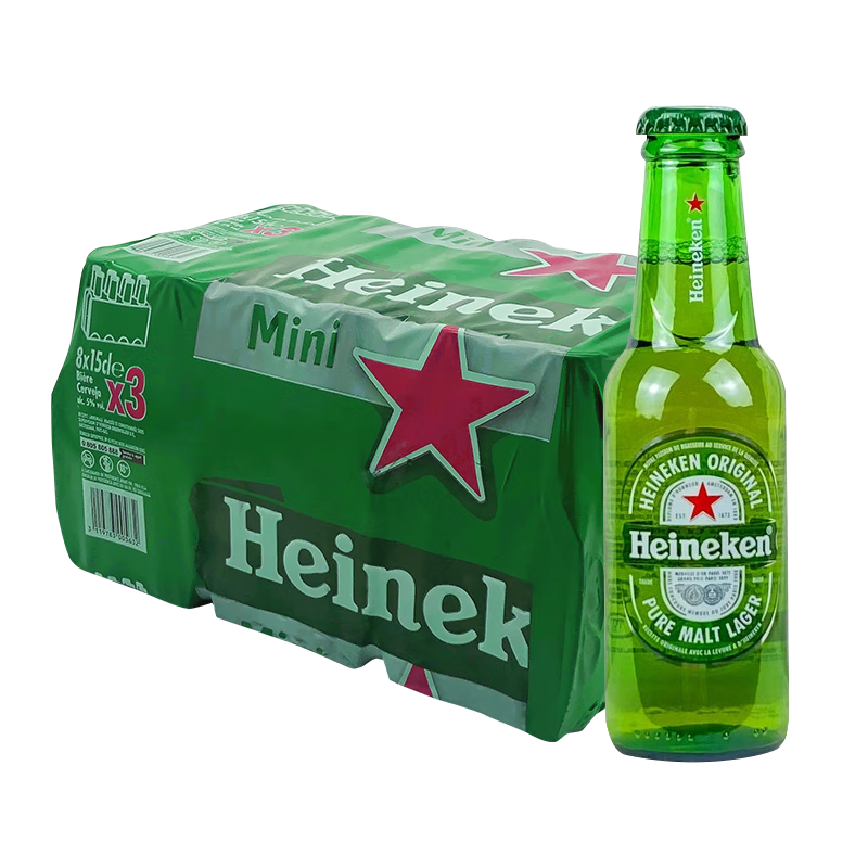 喜力Heineken喜力啤酒150ml 進(jìn)口喜力小瓶裝迷你版150毫升整箱 250mL 24瓶 整箱裝 原箱