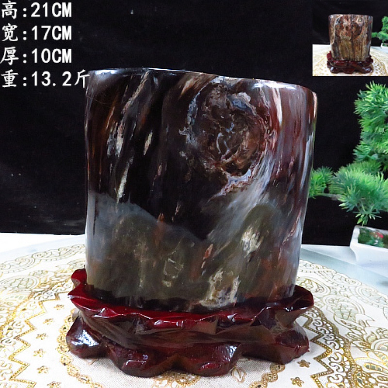 爱韵馨华礼品 天然奇石原石新疆木化石观赏奇石摆件硅化木雨花石树化