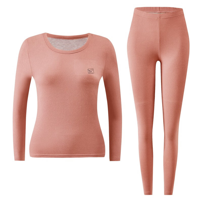 氧心（YANGXIN）KISSY蚕丝羊绒保暖内衣男女士秋衣秋裤套装加绒加厚打底保暖内衣 浅豆沙（女款） 2XL