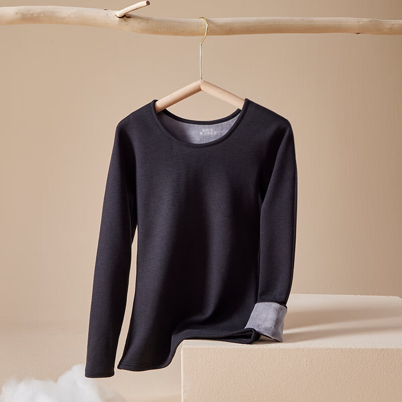 特厚保暖内衣女加绒加厚一体绒秋衣低领单件上衣秋冬季衬衣打底衫