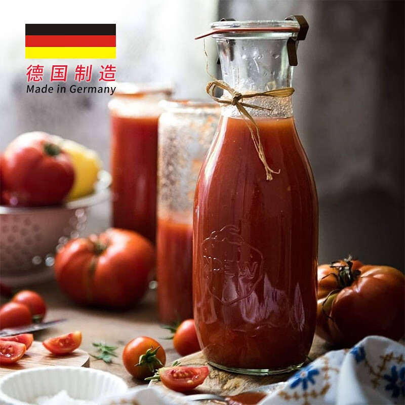 SHIMOYAMA德国进口weck juice食品级密封罐透明玻璃罐子果汁果酱瓶牛奶瓶 果汁瓶(含配件) 1个 1032ml